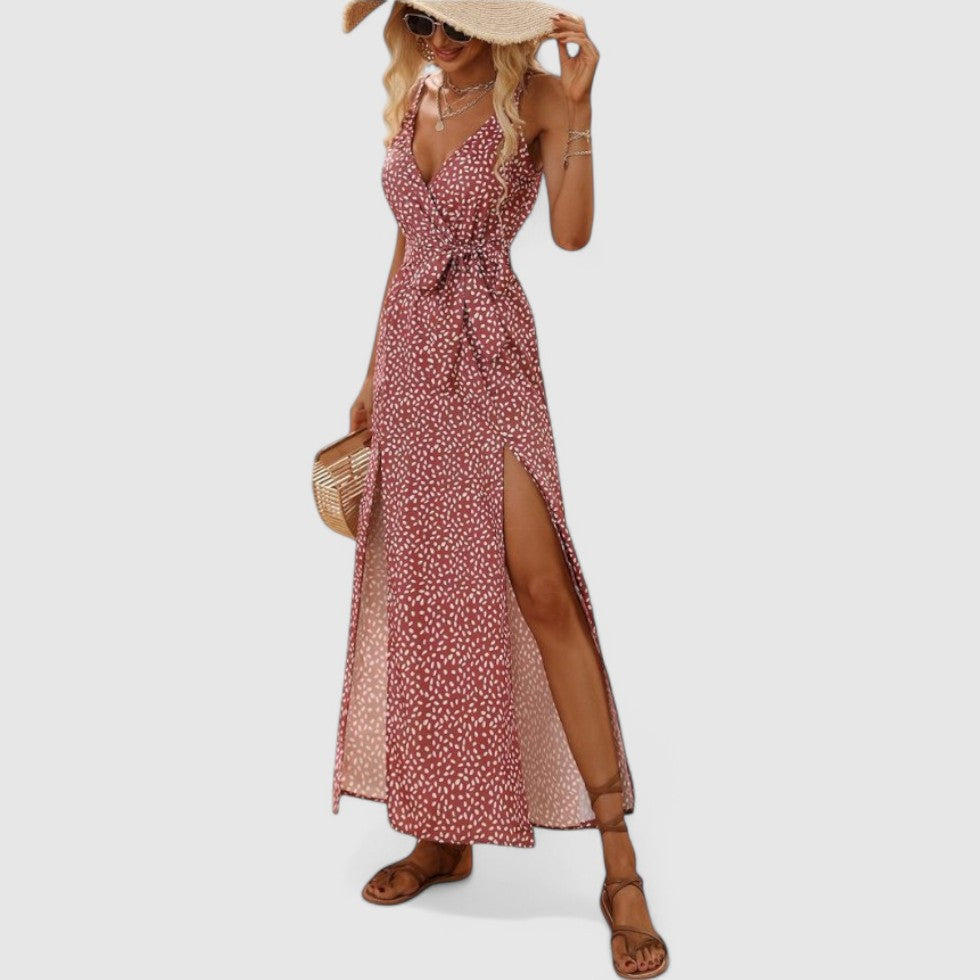 Polka Dot Wrap Dress with Adjustable Waist Tie – Auvelle Fashion