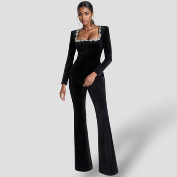 Auvelle | Long Sleeved Jumpsuit with Flared Trouser