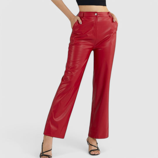 High Waisted Faux Leather Trousers Chic Flattering Fit